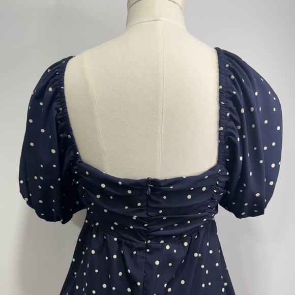 By Together Women's Polka-Dot Peplum Blouse Blue Size Medium - Picture 4 of 12